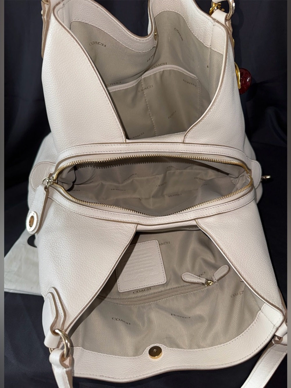 Coach Edie Mini Stud Shoulder Bag with Cherry Charm & Dust Bag - Picture 10 of 16